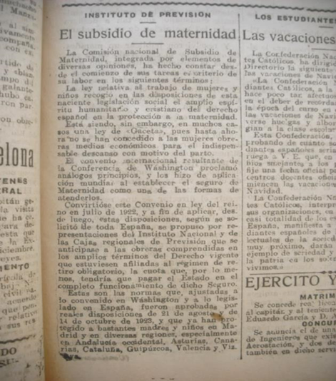 El subsidio de maternidad