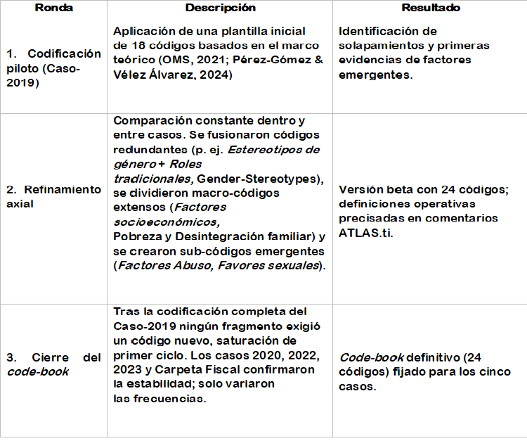  Etapas iterativas para la construcción del code-book 